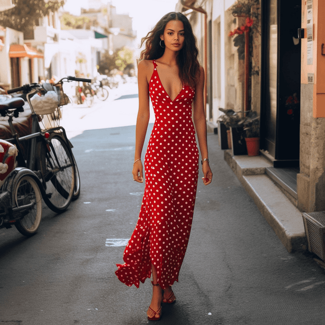 Polka Dot Maxi Dress Red